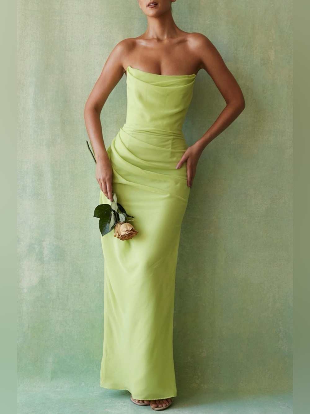 House of CB Adrienne Lime Green Strapless Dress